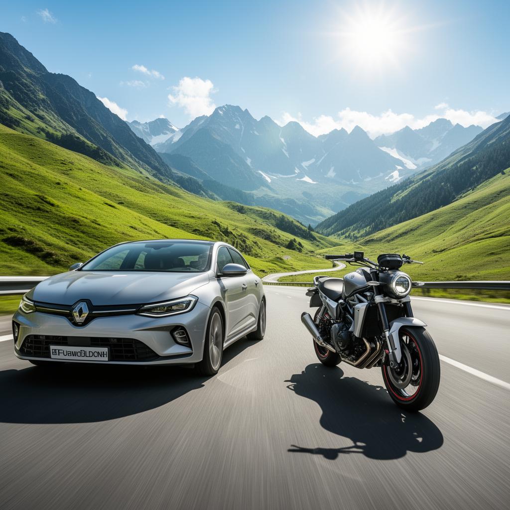 Carro e moto em viagem internacional